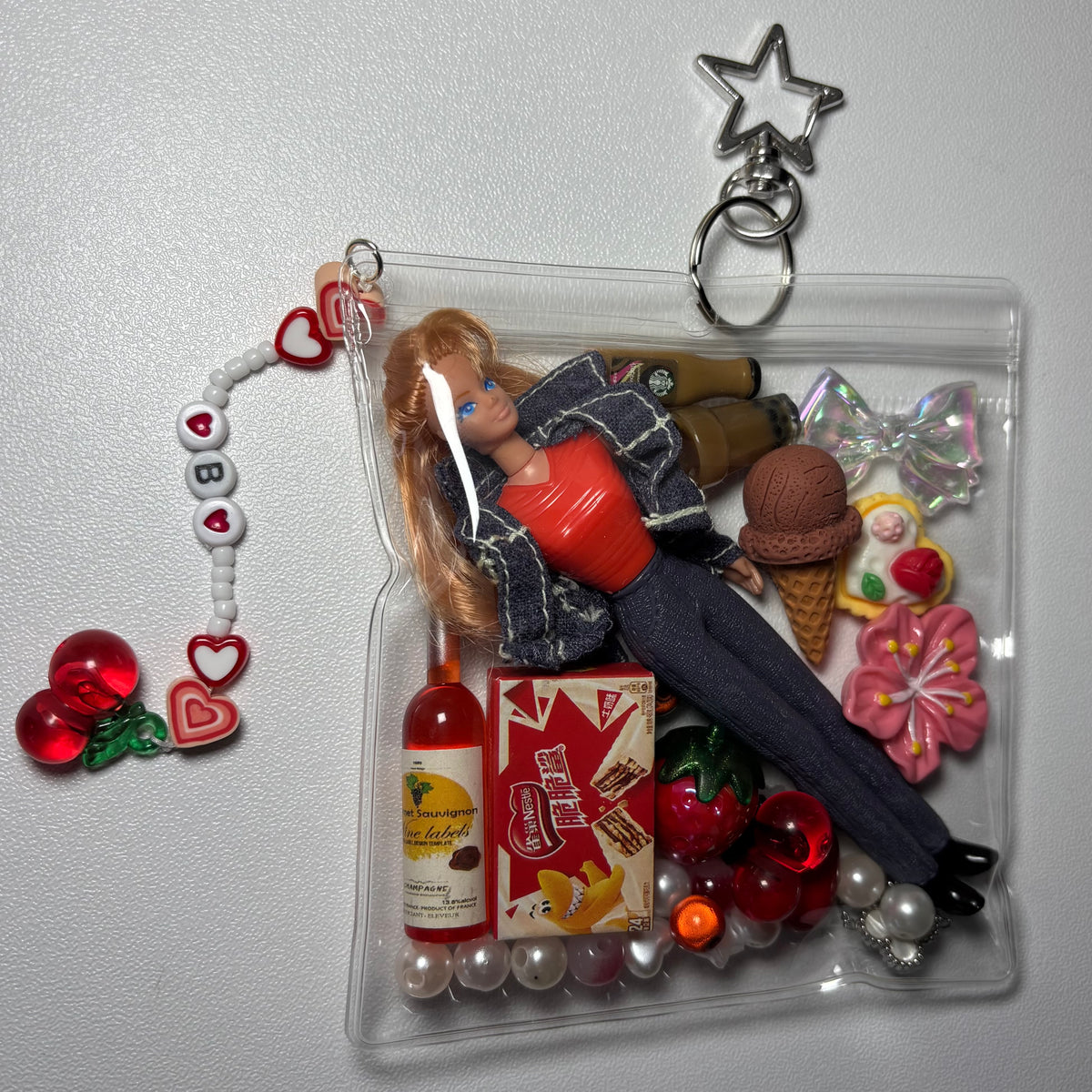 Denim and red vintage Barbie trinket pouch 🍒
