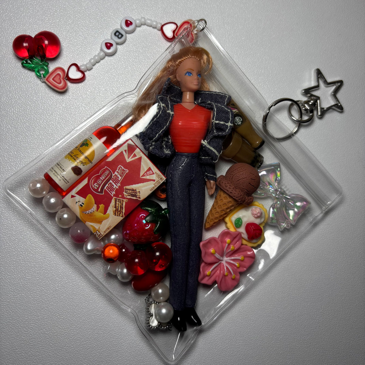 Denim and red vintage Barbie trinket pouch 🍒