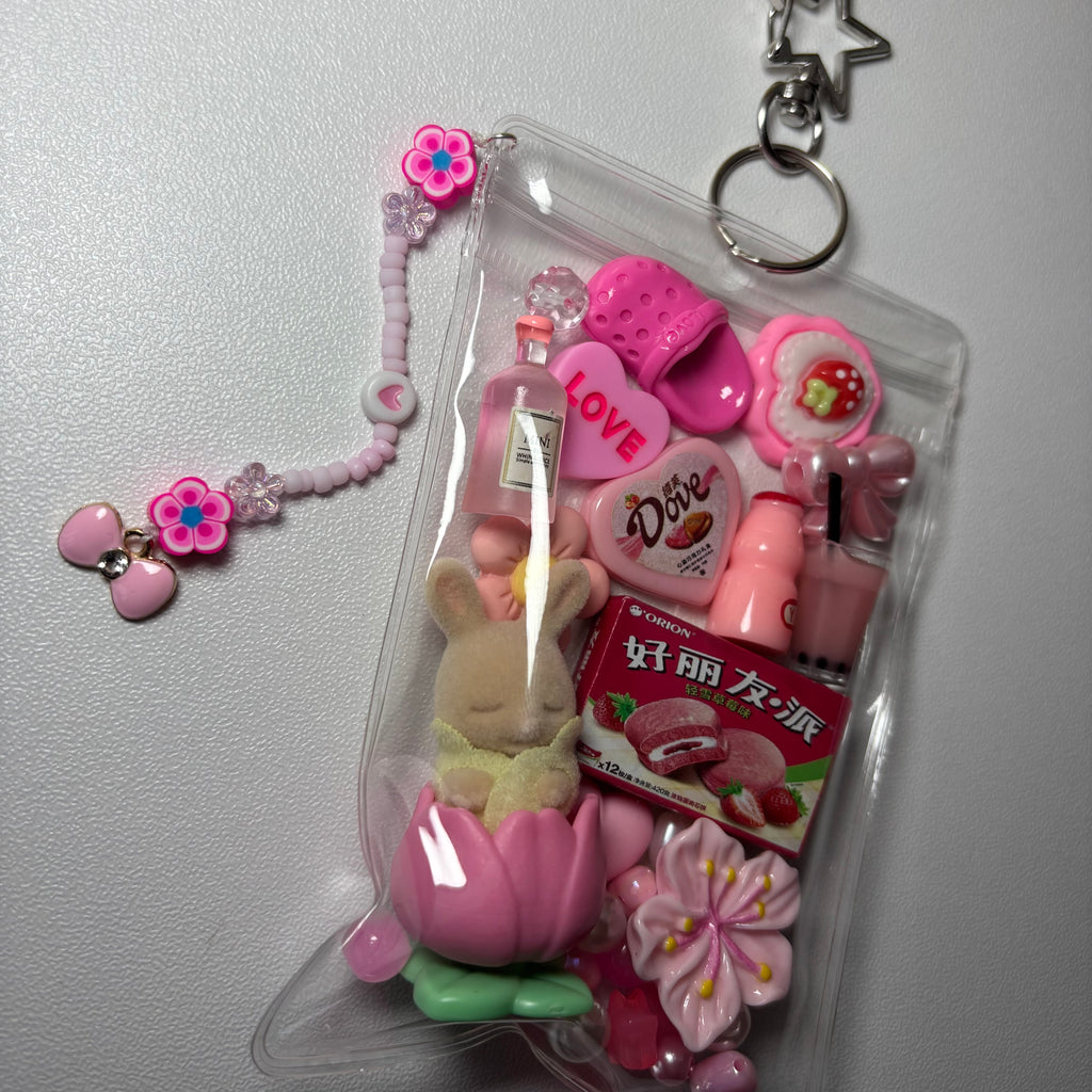 Pink flower bunny trinket pouch 🌷
