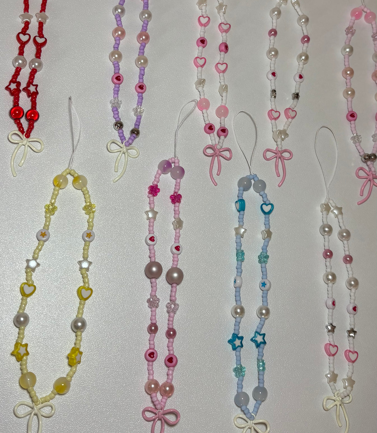 Pink and white bow phone charms 🎀