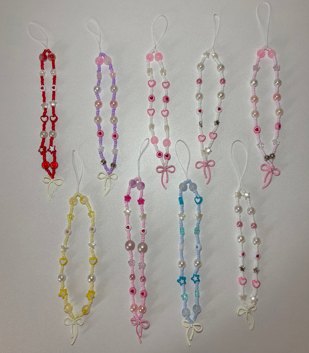 Pink and white bow phone charms 🎀
