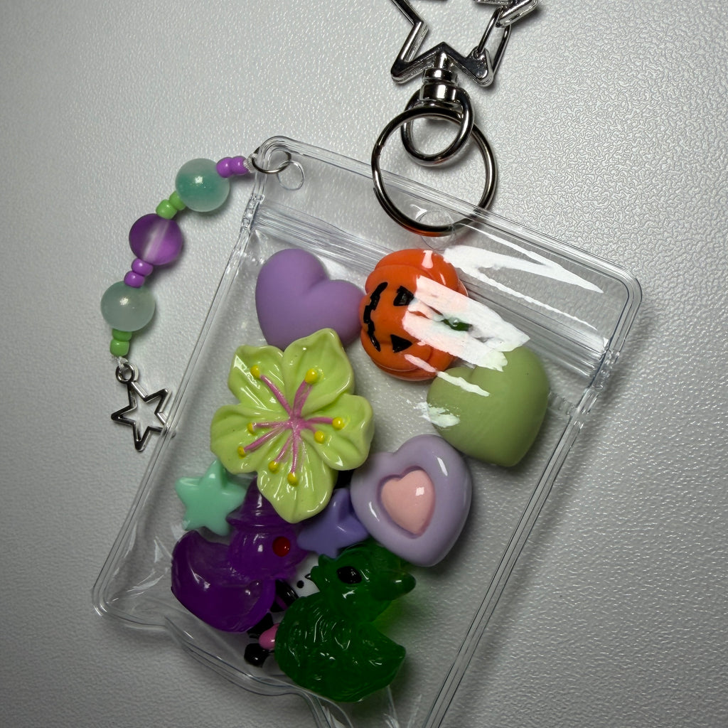 Purple and green spooky duck mini trinket pouch 💜