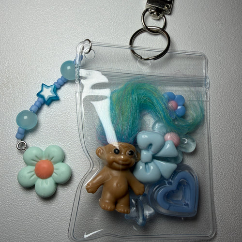 Blue Troll mini trinket pouch 🩵