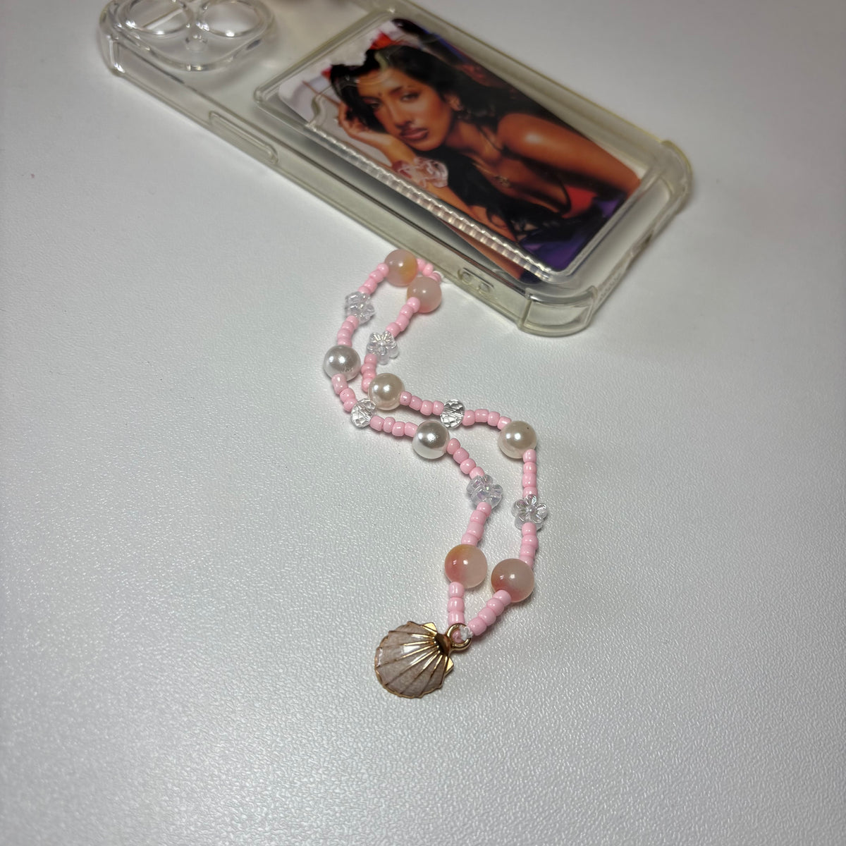 Peach clam shell phone charm 🫧