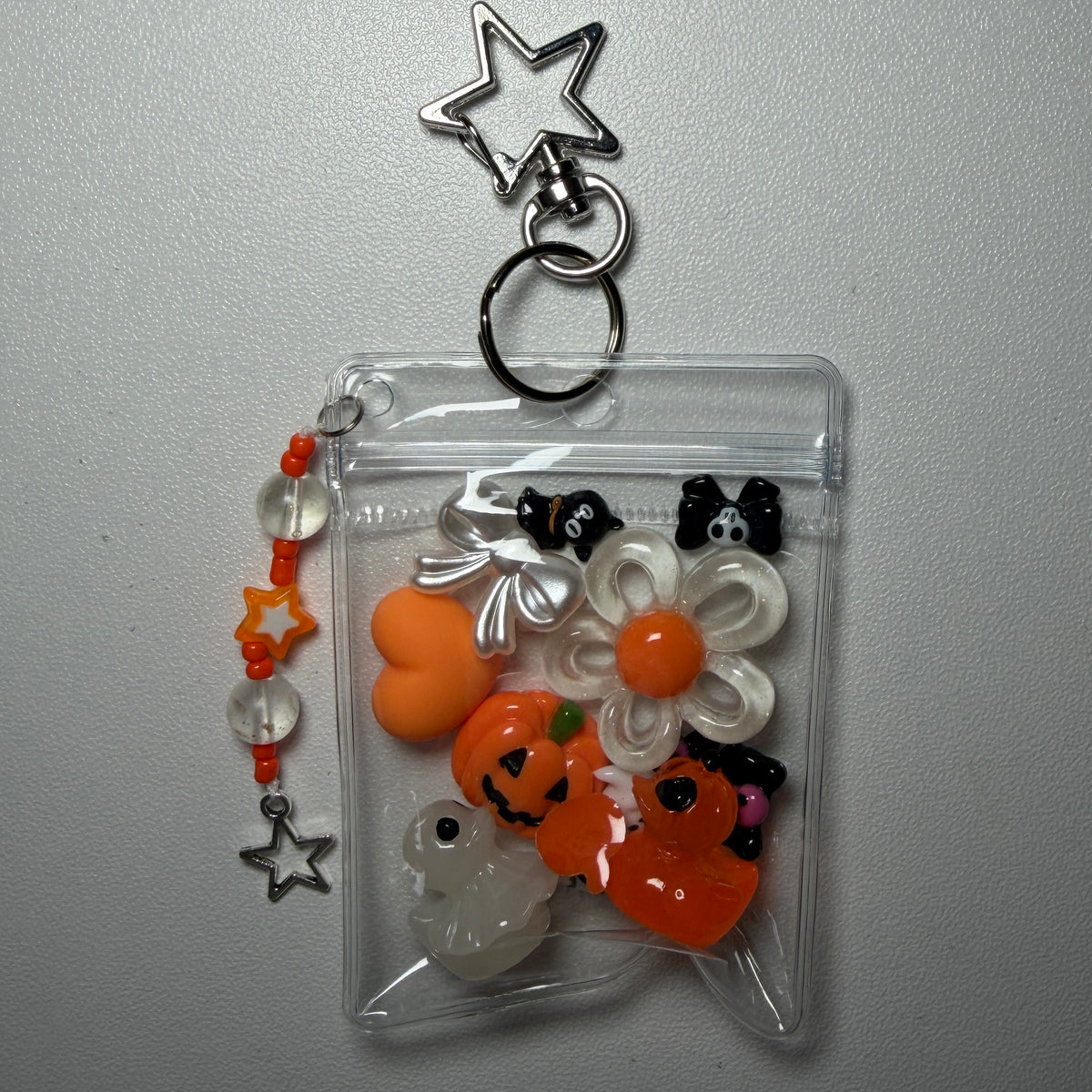 Orange and white spooky duck mini trinket pouch 🧡