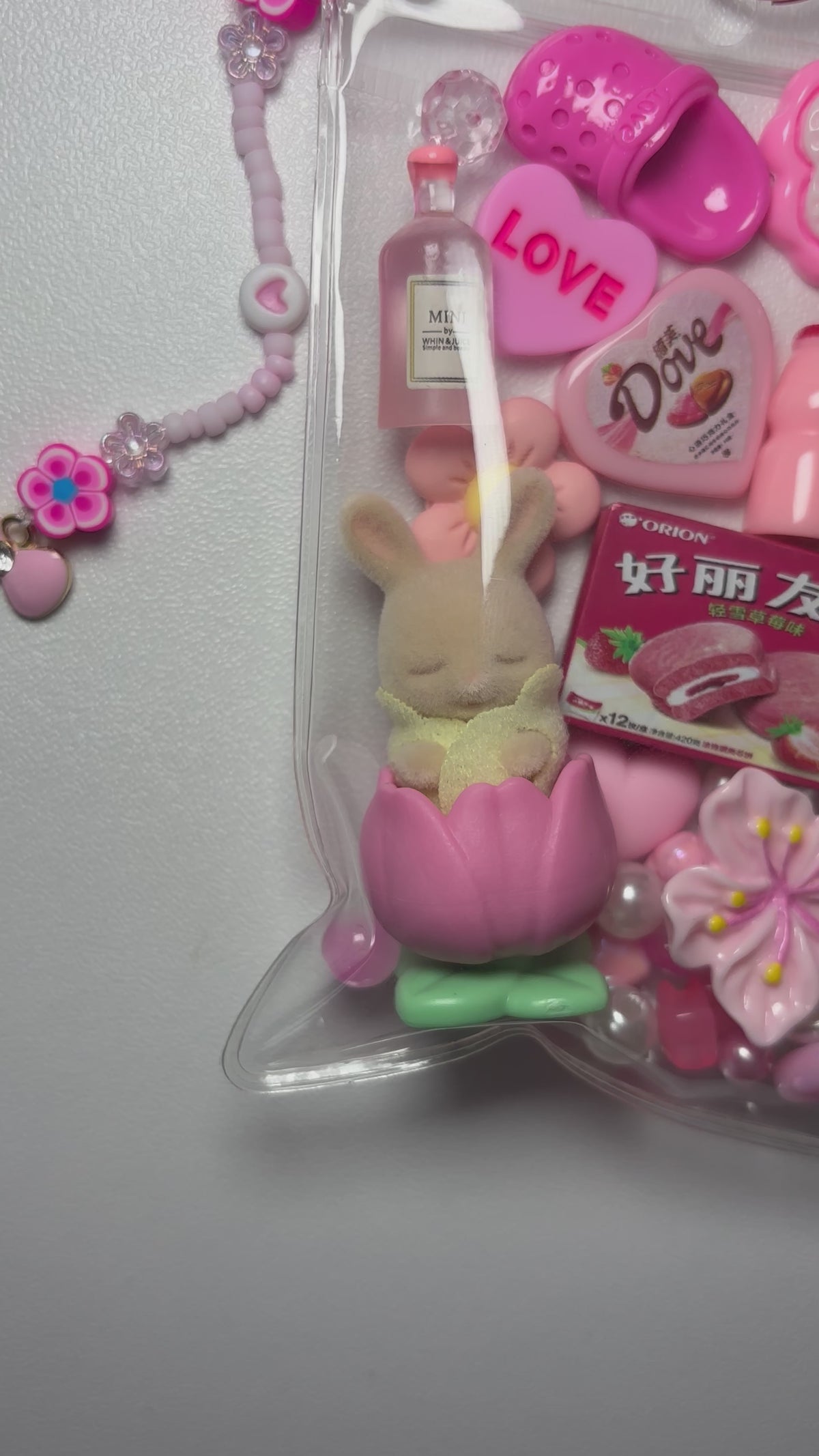 Pink flower bunny trinket pouch 🌷